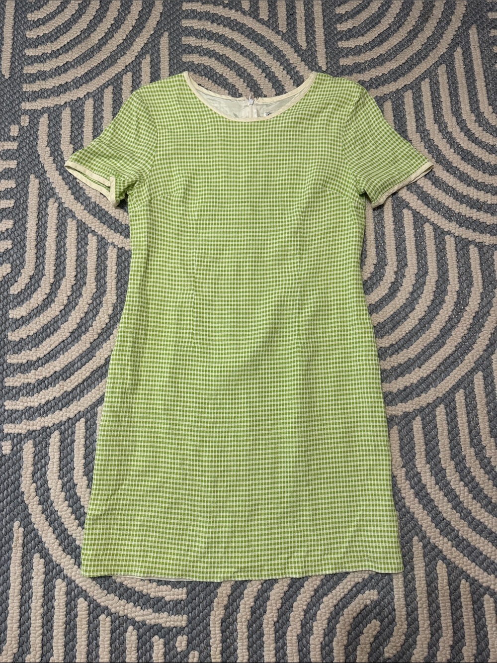 Vintage 1990s CDC Green Gingham Mod Dress Size 14